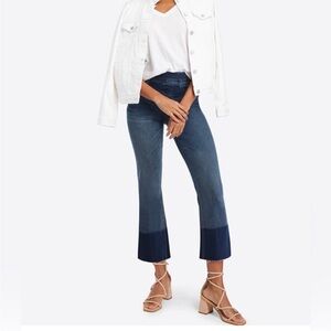 Spanx Cropped Flare Jeans Size Small Blue Pull On Medium Wash 20231R